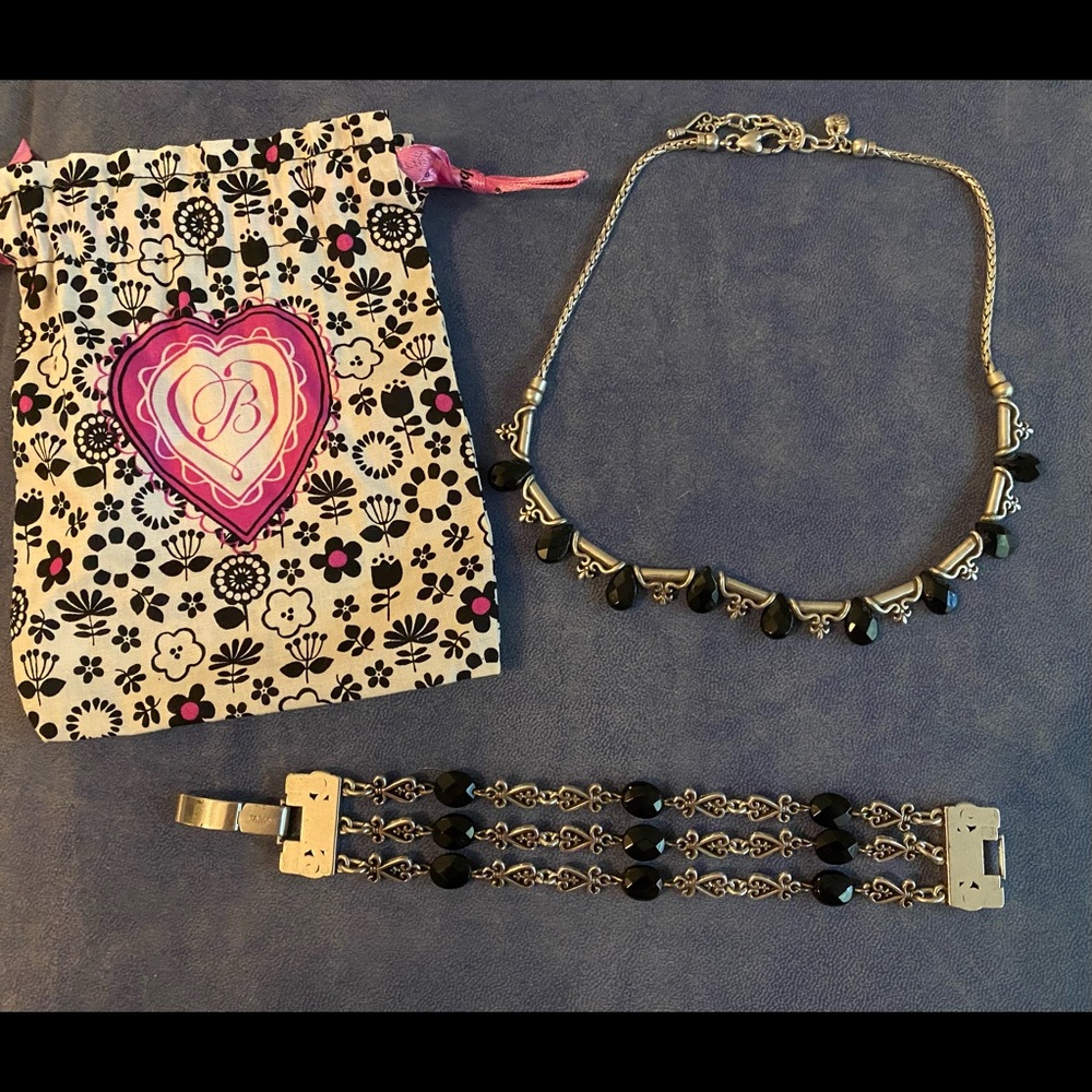 Brighton black and silver necklace and bracelet